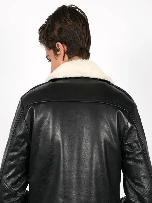Men Black Jacket With Shearling Men Black Jacket With Shearling
