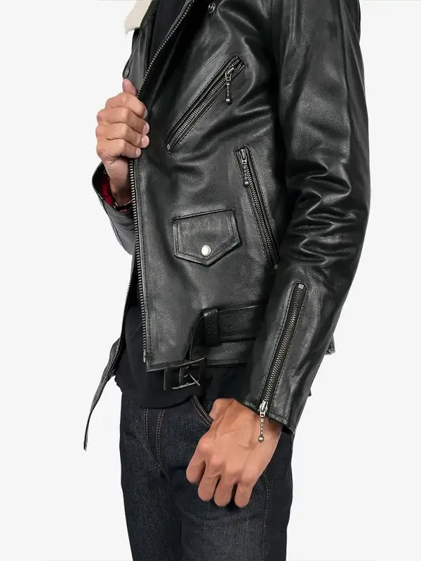 Men Black Jacket With Shearling Men Black Jacket With Shearling