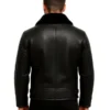 Men Black Shearling B3 Leather Jacket
