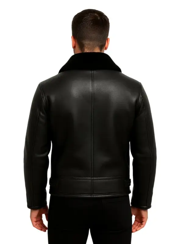 Men Black Shearling B3 Leather Jacket Men Black Shearling B3 Leather Jacket