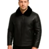 Men Black Shearling B3 Leather Jacket