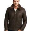 Men Brown Shearling Leather Jacket