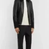 Men Black Sheepskin Leather Jacket