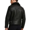 Men Black Shearling Moto Jacket