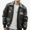 Men’s Air Force Pilot Style Black Bomber Leather Jacket