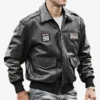 Men’s Air Force Pilot Style Black Bomber Leather Jacket