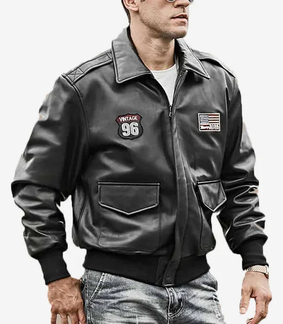 Men’s Air Force Pilot Style Black Bomber Leather Jacket Men’s Air Force Pilot Style Black Bomber Leather Jacket
