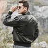 Men’s Air Force Pilot Style Black Bomber Leather Jacket