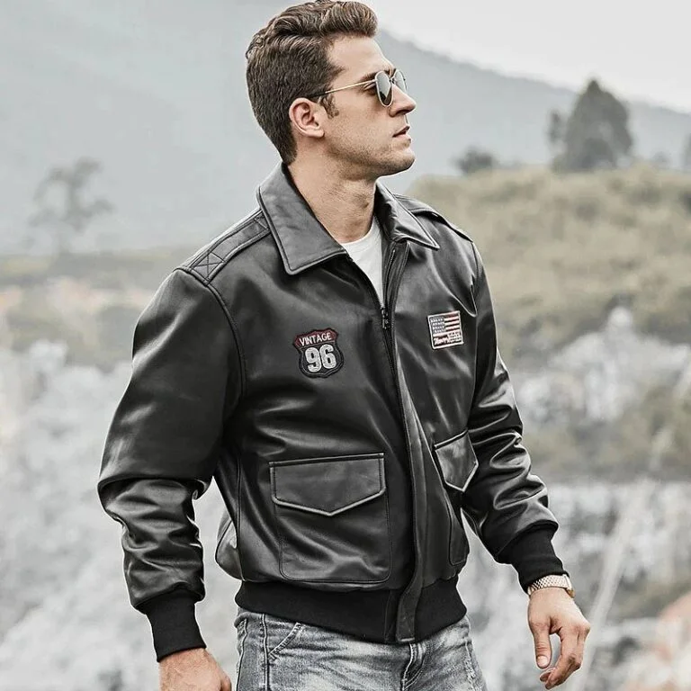 Men’s Air Force Pilot Style Black Bomber Leather Jacket Men’s Air Force Pilot Style Black Bomber Leather Jacket