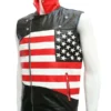 Mens American Flag Motorcycle Leather Vest