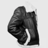 Men’s B-3 Black Sheepskin Leather Bomber Jacket