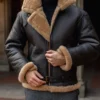 Mens B3 Aviator Brown Sheepskin Leather Jacket