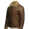 Mens RAF Shearling Fur Sheepskin Leather Coat