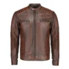 Mens Biker Brown Leather Jacket