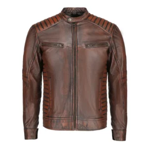 Mens Biker Brown Leather Jacket