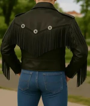 Men’s Biker Fringed Leather Jacket