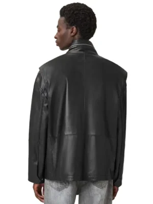 Mens Halton Funnel Collar Leather Jacket