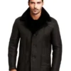 Men Black Shearling Biker Jacket