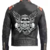 Mens Black Vintage Skull Design Leather Jacket
