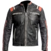 Mens Black Vintage Skull Design Leather Jacket