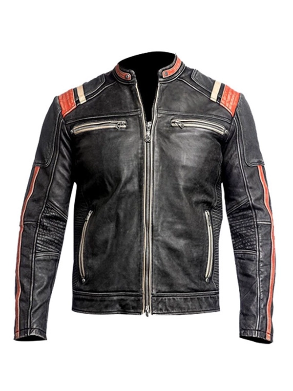 Mens Black Vintage Skull Design Leather Jacket Mens Black Vintage Skull Design Leather Jacket
