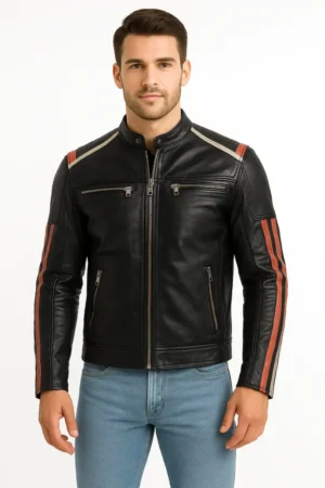 Men’s Black Vintage Skull Design Leather Jacket