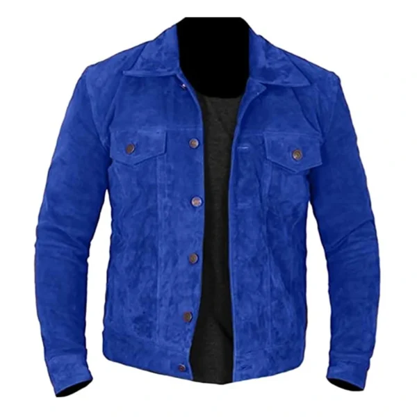 Men’s Blue Suede Leather Jacket