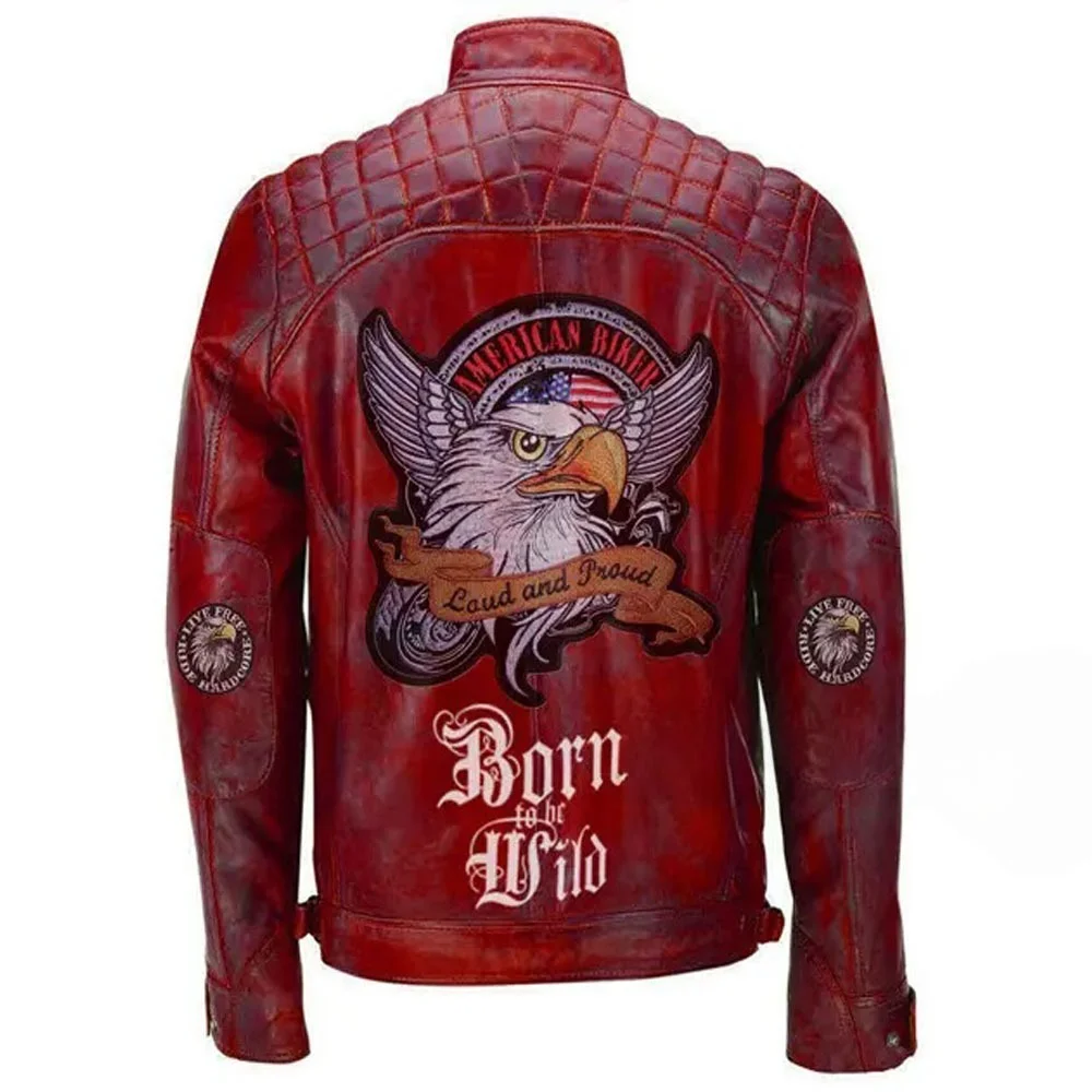 Men’s Born to Rule Red Biker Leather Jacket Men’s Born to Rule Red Biker Leather Jacket