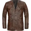 Mens Brown Leather Blazer