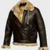 Men’s Brown Shearling Lined Aviator Bomber Jacket