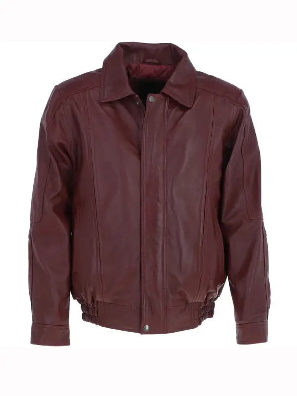 Men’s Burgundy Leather Brando Bomber Jacket Men’s Burgundy Leather Brando Bomber Jacket