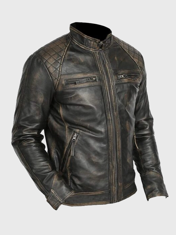 Mens Cafe Racer Retro Motorcycle Leather Jacket Mens Cafe Racer Retro Motorcycle Leather Jacket
