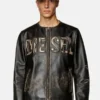 Mens Diesel Distressed Leather Jacket