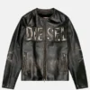 Mens Diesel Distressed Leather Jacket