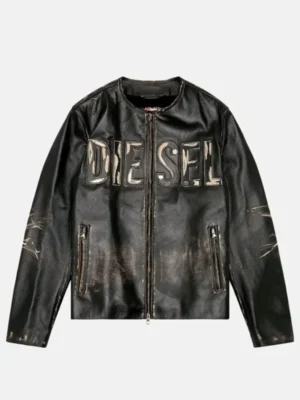 Mens Diesel Distressed Leather Jacket