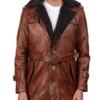 Men’s Distressed Brown Shearling Leather Coat