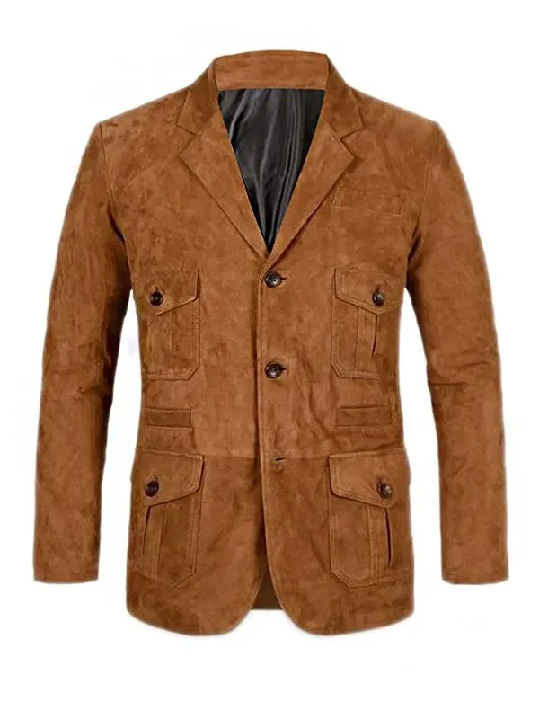 Mens Four Pockets Suede Leather Blazer Mens Four Pockets Suede Leather Blazer
