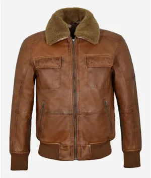 Men’s Fur Collar Brown Jacket