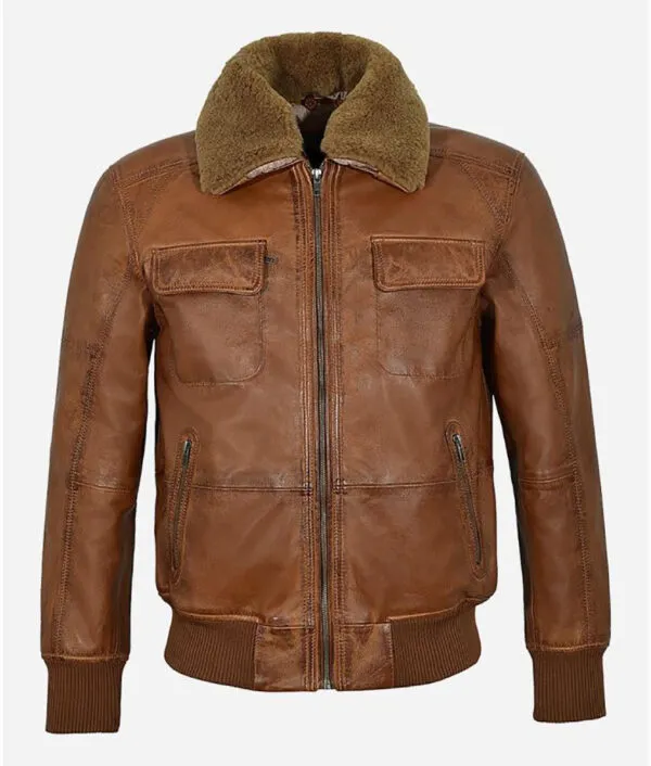Men’s Fur Collar Brown Jacket Men’s Fur Collar Brown Jacket