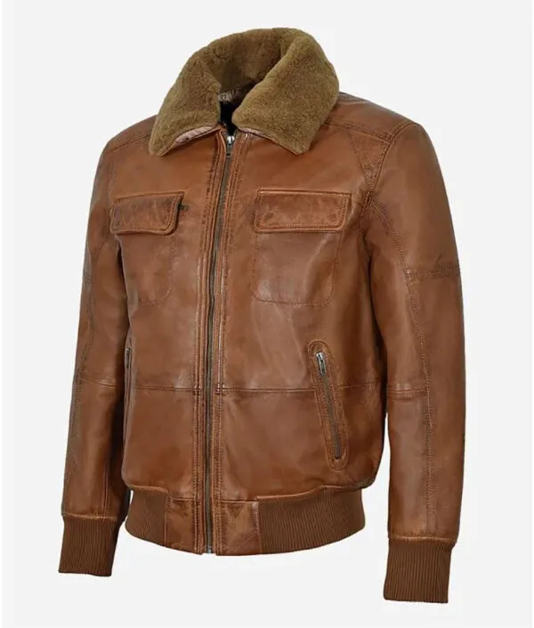 Men’s Fur Collar Brown Jacket Men’s Fur Collar Brown Jacket