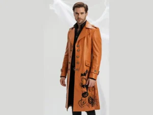 Men’s Halloween Gothic Leather Trench Coat