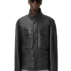Mens Halton Funnel Collar Leather Jacket