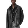 Mens Halton Funnel Collar Leather Jacket