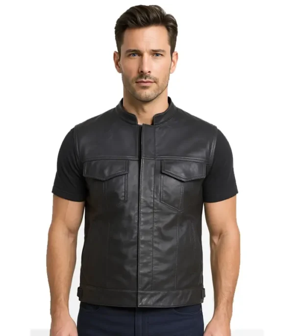 Atlas Moto Black Leather Vest