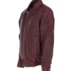Men’s Burgundy Leather Brando Bomber Jacket