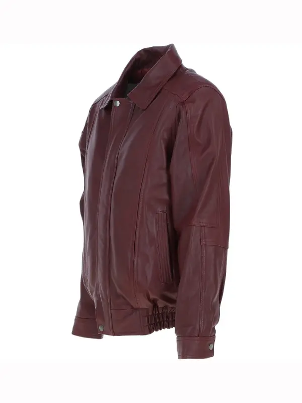 Men’s Burgundy Leather Brando Bomber Jacket Men’s Burgundy Leather Brando Bomber Jacket