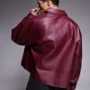 Mens Oversized Burgundy Leather Jacket