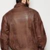 Mens Oversized Brown Leather Bomber Jacket