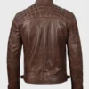 Mens Quilted Shoulder Coffee Brown Biker Leather Jacket