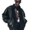 Mens Raglan Sleeve Oversized Leather Jacket